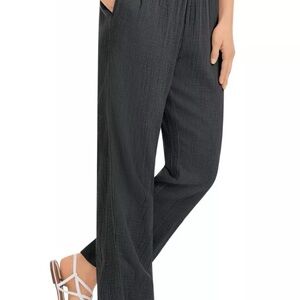 C&C California XL Gauze Wide Leg Boho Black Flowy Pants Beach Vacay Cruise